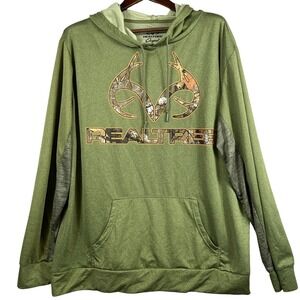 Realtree Original Mens 2X Green Camo Logo Pullover Hoodie Hunting Gorpcore